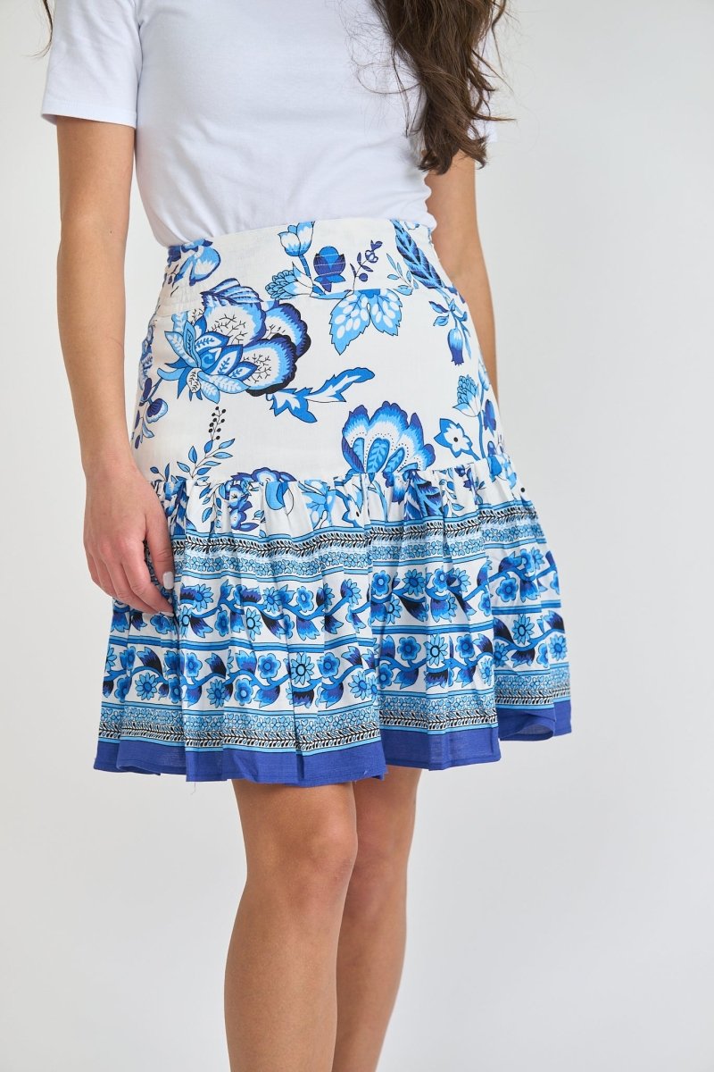 HAYDEN SKIRT (White/Blue) - Skirt - Yakira Bella