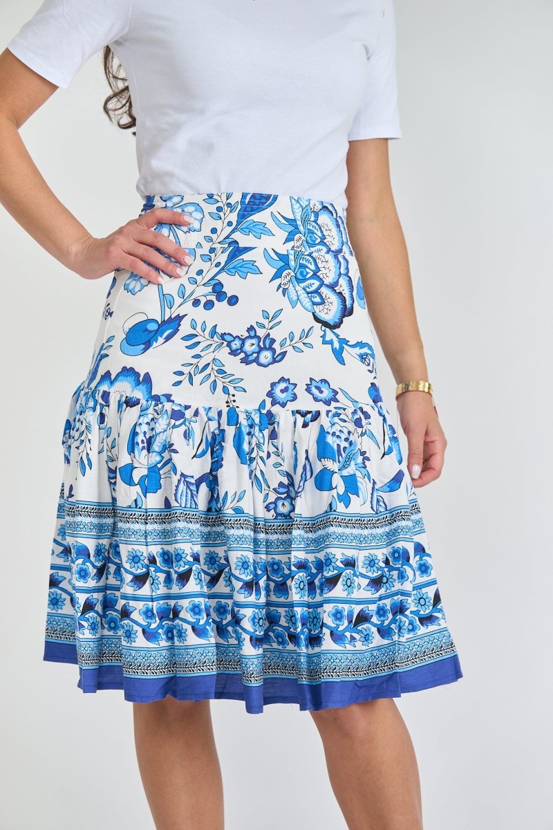 HAYDEN SKIRT (White/Blue) - Skirt - Yakira Bella