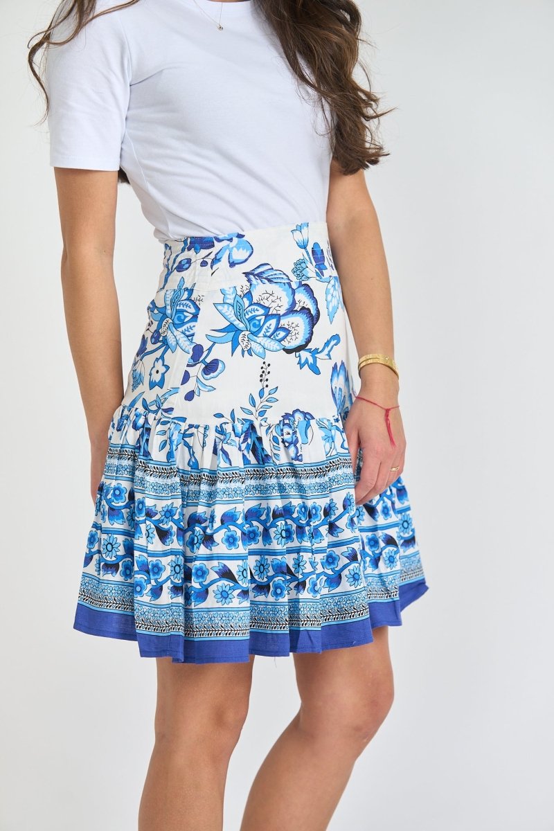 HAYDEN SKIRT (White/Blue) - Skirt - Yakira Bella