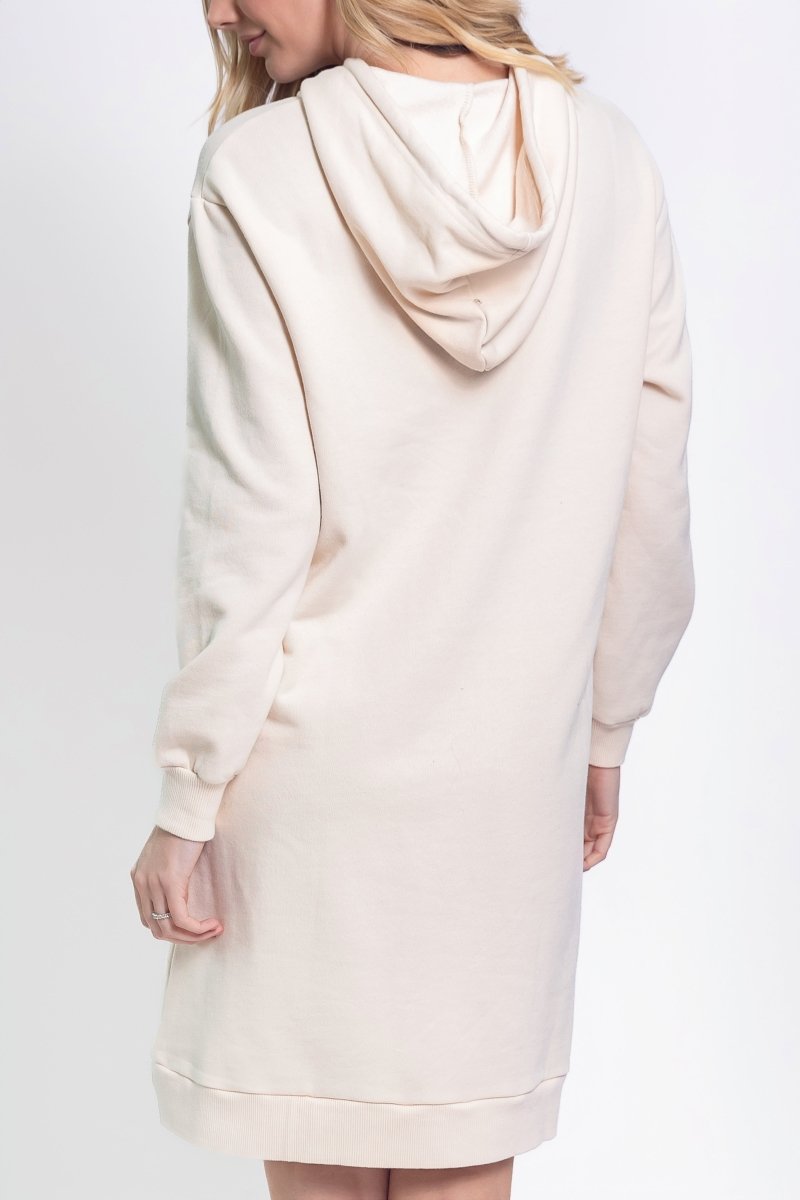 HOODIE DRESS 38" (BEIGE) - Dress - Yakira Bella