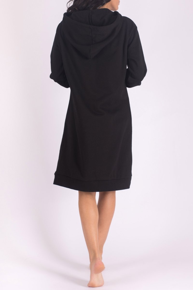 HOODIE DRESS 38" (BLACK) - Dress - Yakira Bella