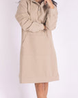 HOODIE DRESS 38" (KHAKI) - Dress - Yakira Bella