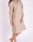 HOODIE DRESS 38" (KHAKI) - Dress - Yakira Bella