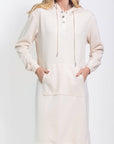 HOODIE DRESS 42" (BEIGE) - Dress - Yakira Bella