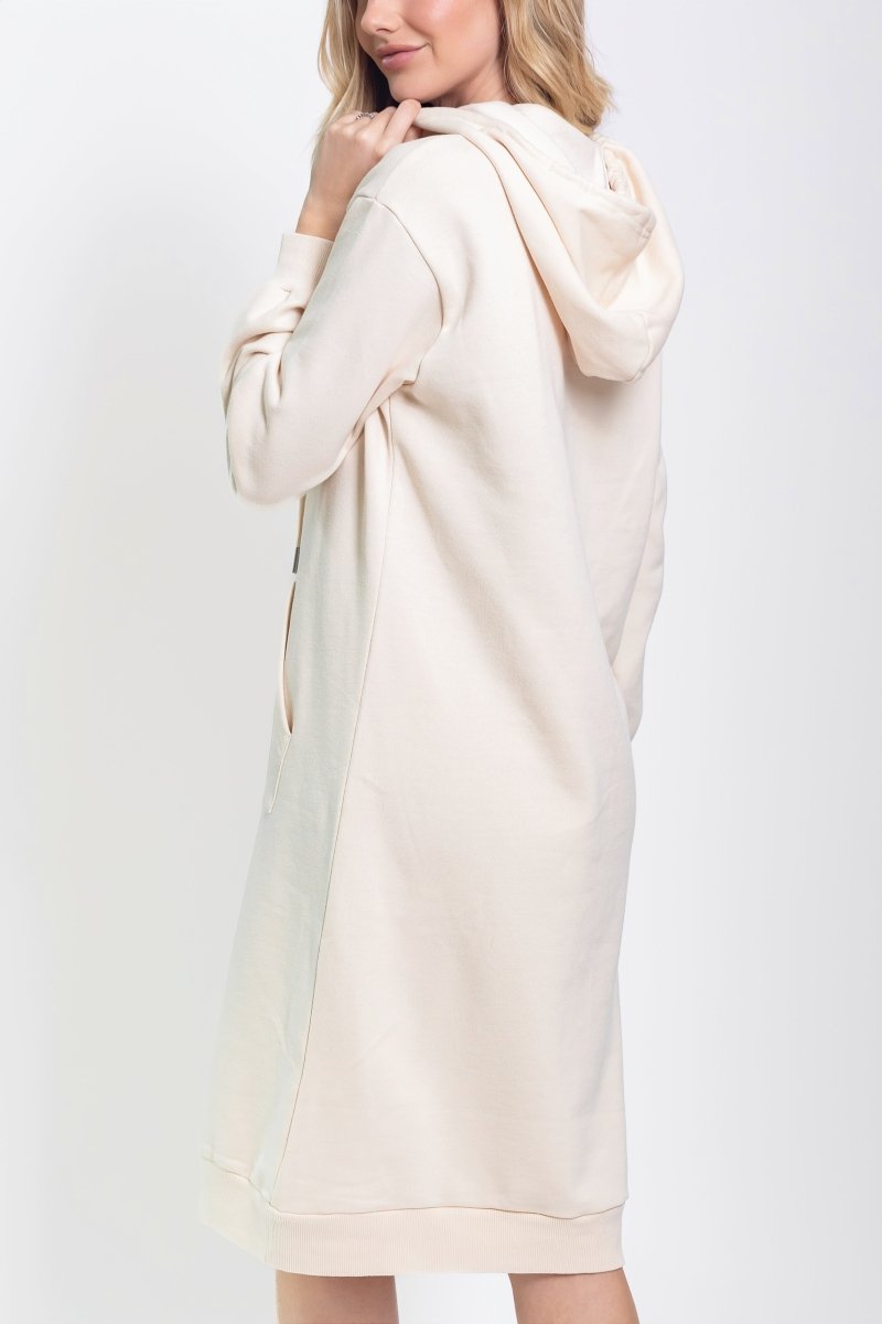 HOODIE DRESS 42&quot; (BEIGE) - Dress - Yakira Bella