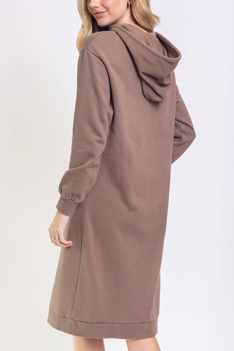 HOODIE DRESS 42" (BROWN) - Dress - Yakira Bella