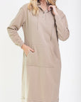 HOODIE DRESS 42" (KHAKI) - Dress - Yakira Bella