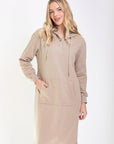 HOODIE DRESS 42" (KHAKI) - Dress - Yakira Bella