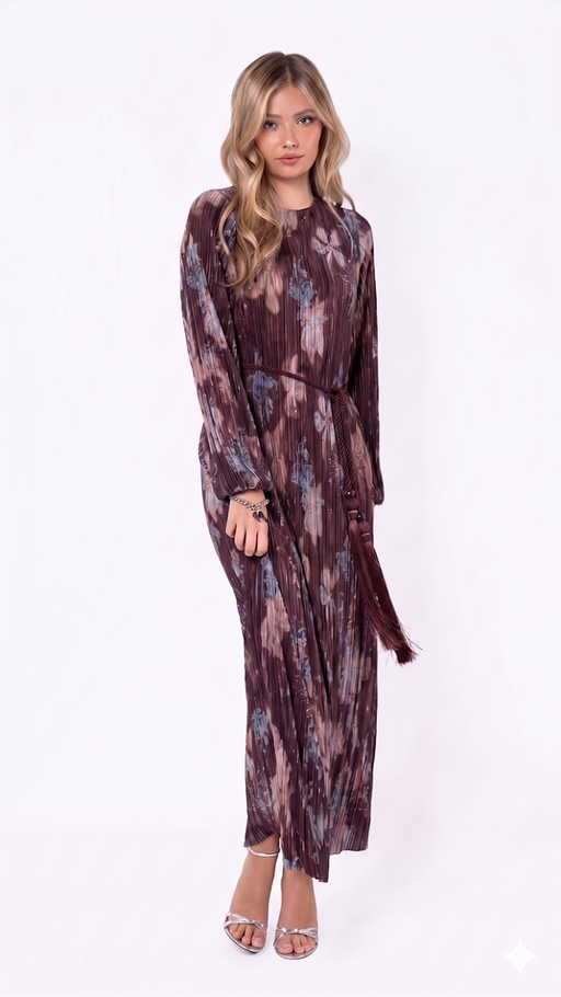 Camellia Dress (Burgundy Pattern)
