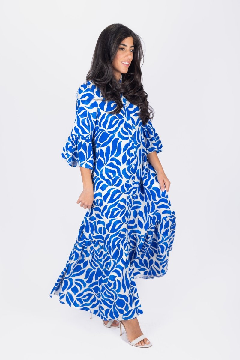 ISABELLA DRESS (WHITE/BLUE) - Dress - Yakira Bella