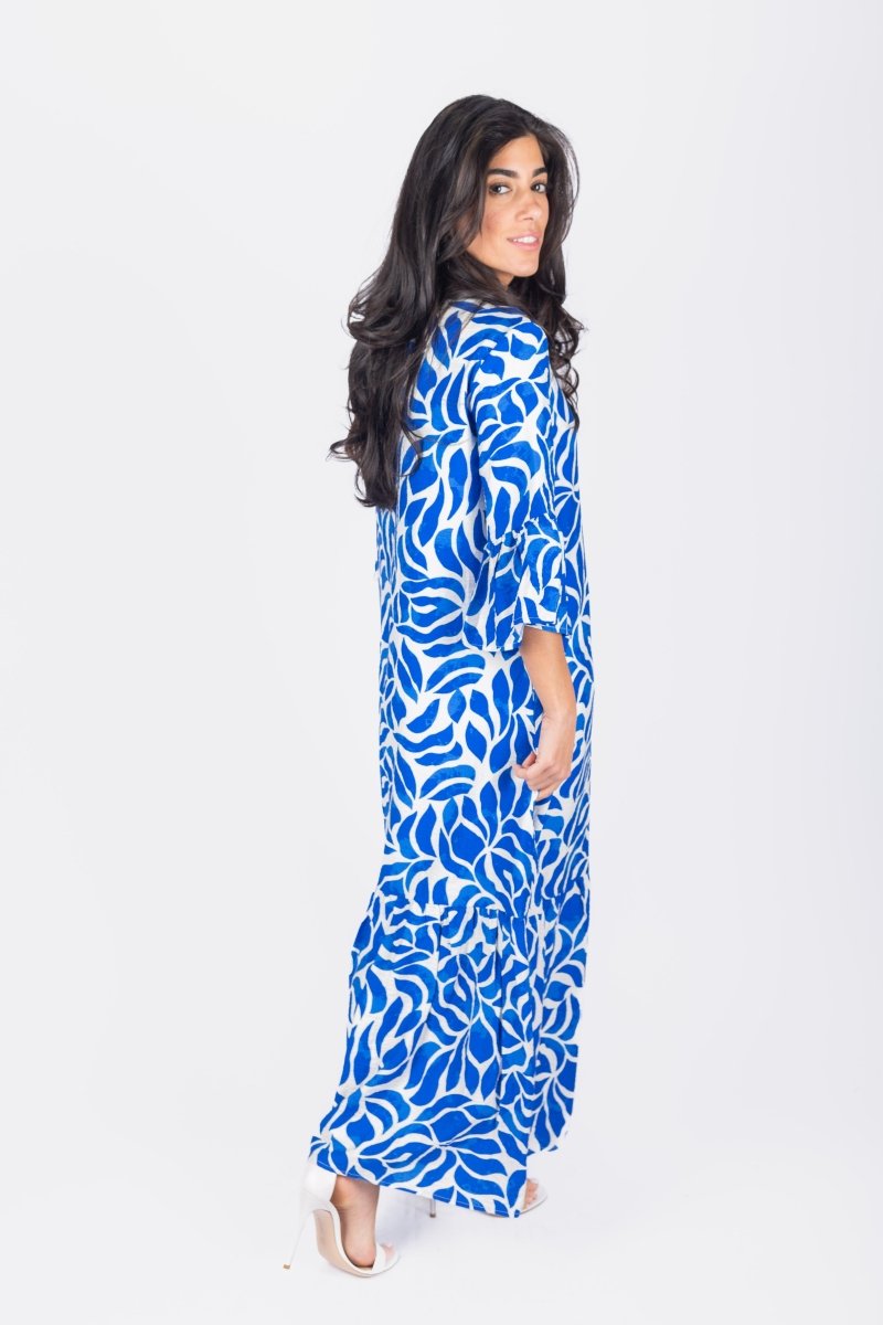 ISABELLA DRESS (WHITE/BLUE) - Dress - Yakira Bella