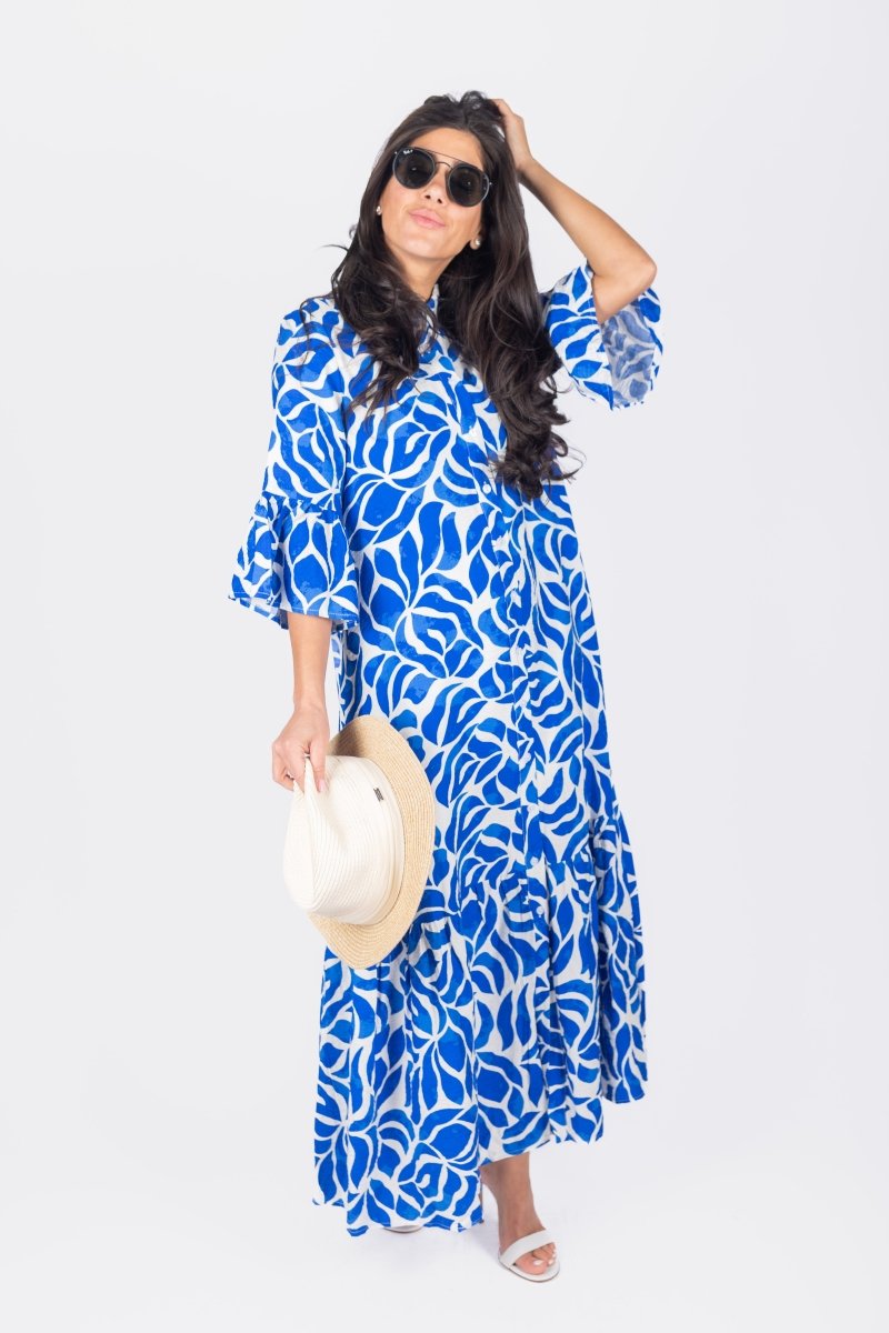 ISABELLA DRESS (WHITE/BLUE) - Dress - Yakira Bella