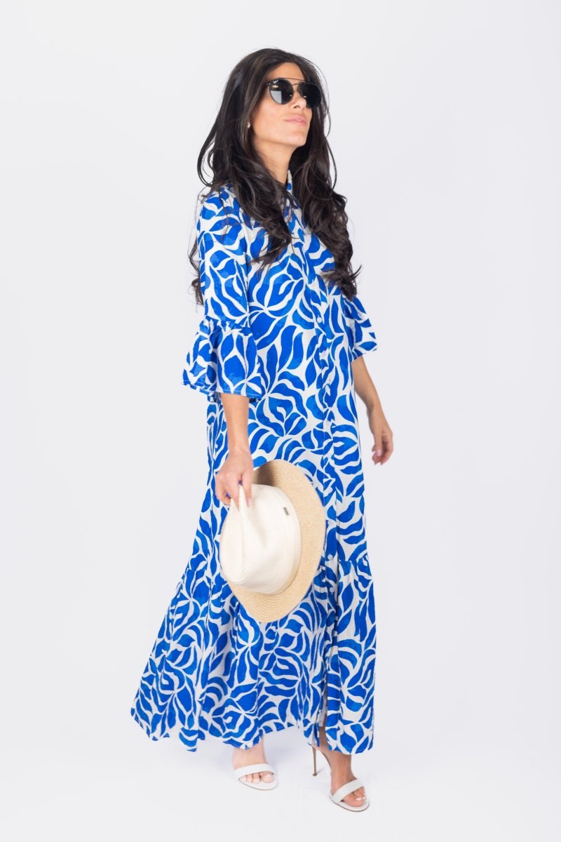 ISABELLA DRESS (WHITE/BLUE) - Dress - Yakira Bella