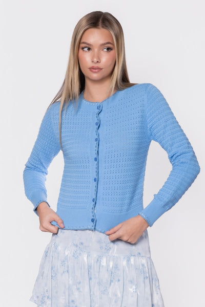 PRADA - check knit cardigan - 水色 Jane Cardigan (Blue) – Yakira Bella