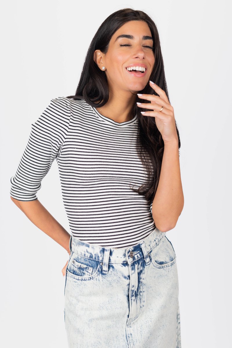 JEMMA TOP (WHITE STRIPE) - Top - Yakira Bella