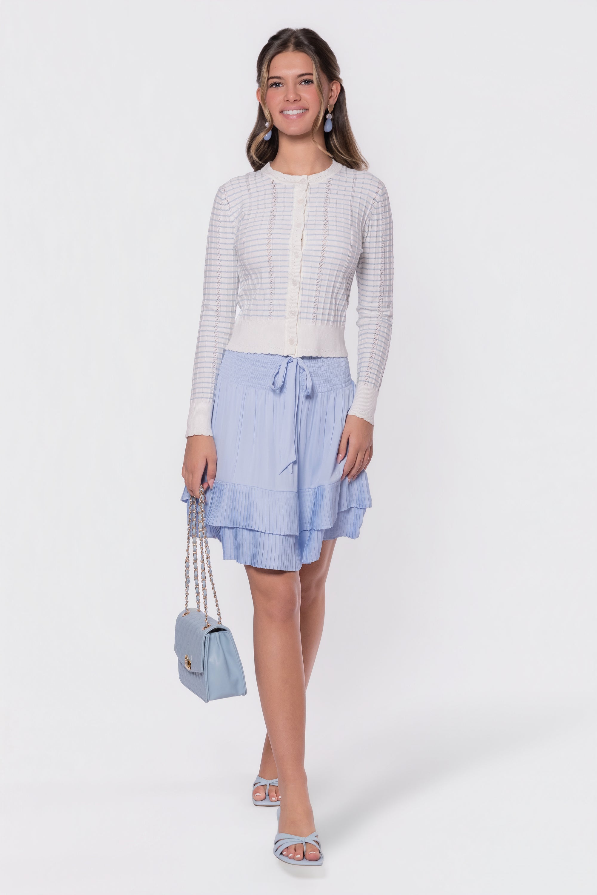 Jessie Cardigan (White/Blue) - Top - Yakira Bella