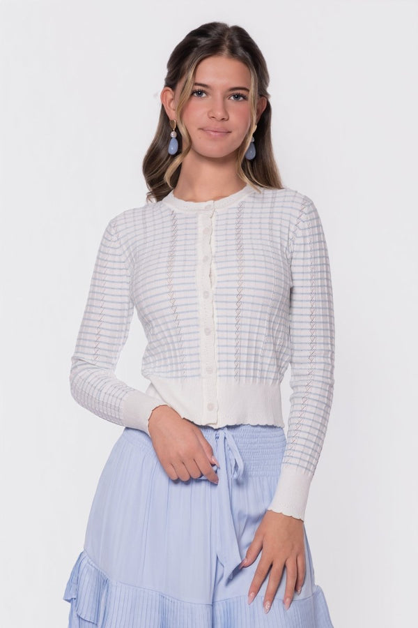 Jessie Cardigan (White/Blue) - Top - Yakira Bella
