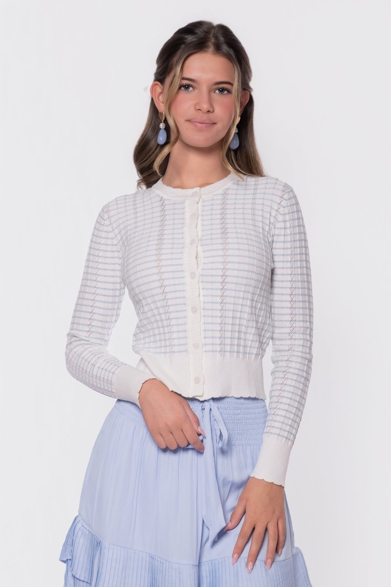 Jessie Cardigan (White/Blue) - Top - Yakira Bella