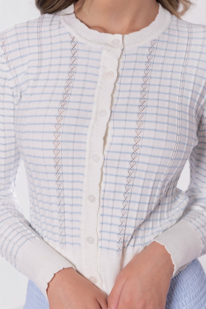 Jessie Cardigan (White/Blue) - Top - Yakira Bella