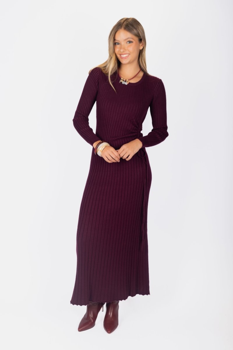 Jordan Dress 53&quot; (Burgundy) - Dress - Yakira Bella