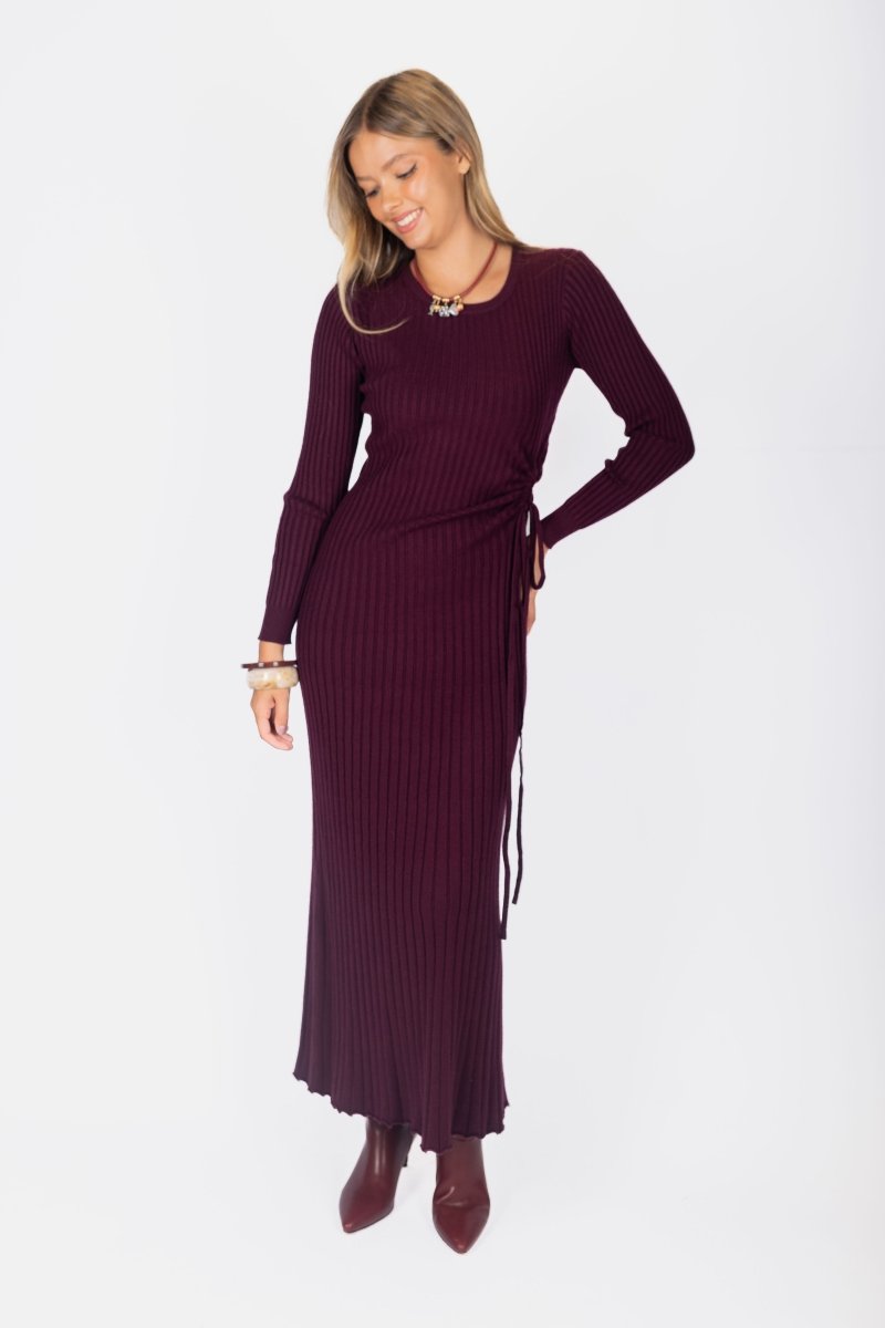 Jordan Dress 53&quot; (Burgundy) - Dress - Yakira Bella