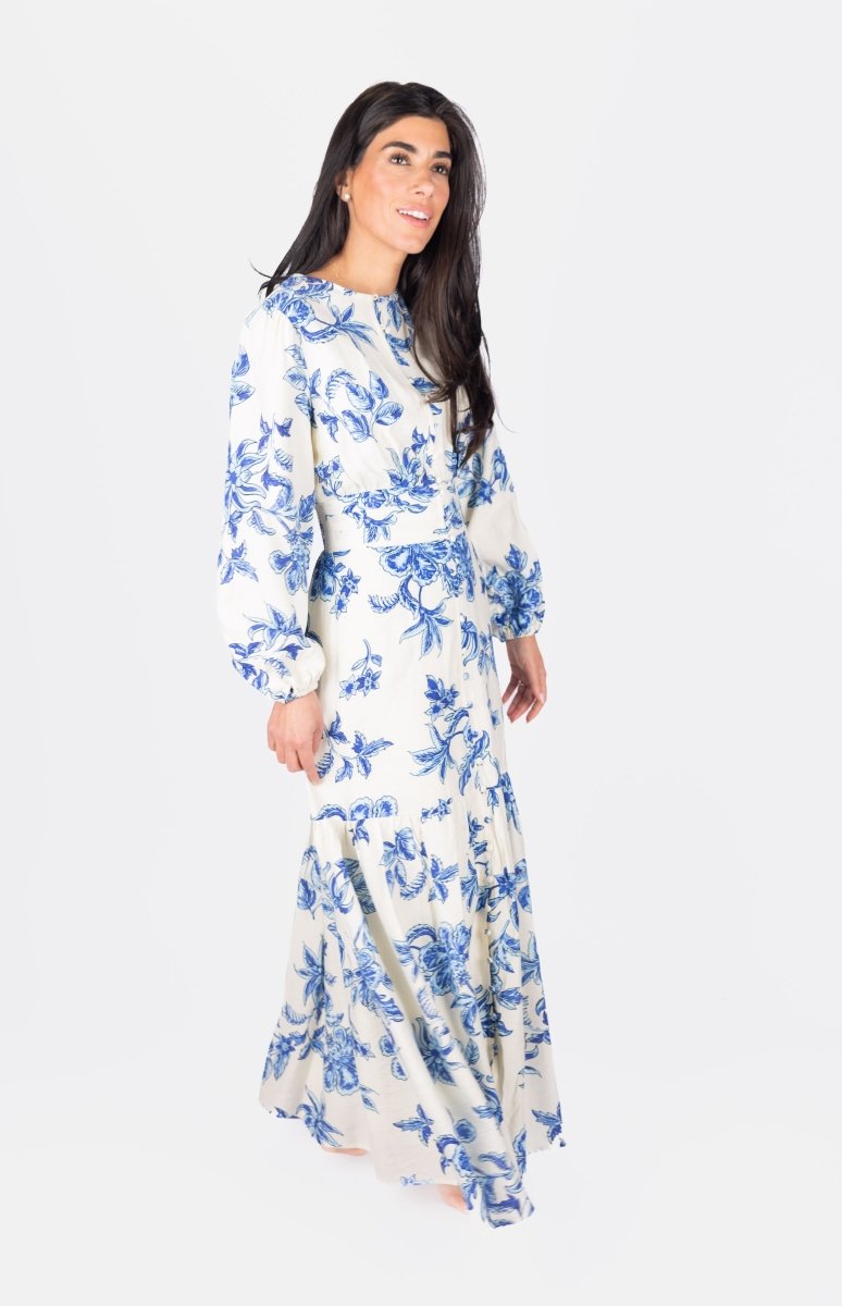 JOSEPHINE DRESS (WHITE/BLUE) - Dress - Yakira Bella