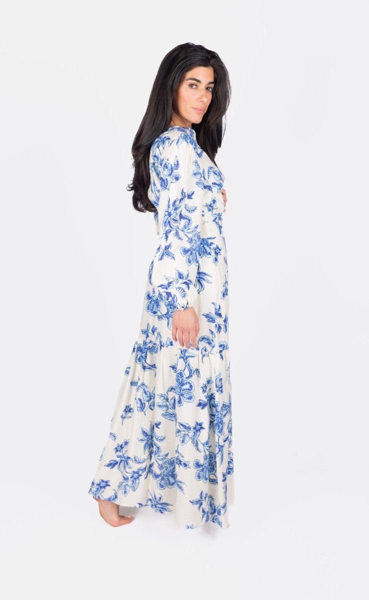 JOSEPHINE DRESS (WHITE/BLUE) - Dress - Yakira Bella