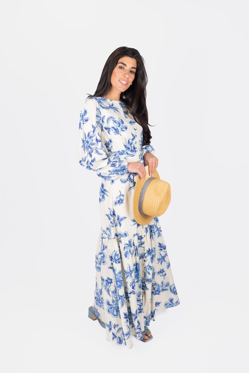 JOSEPHINE DRESS (WHITE/BLUE) - Dress - Yakira Bella