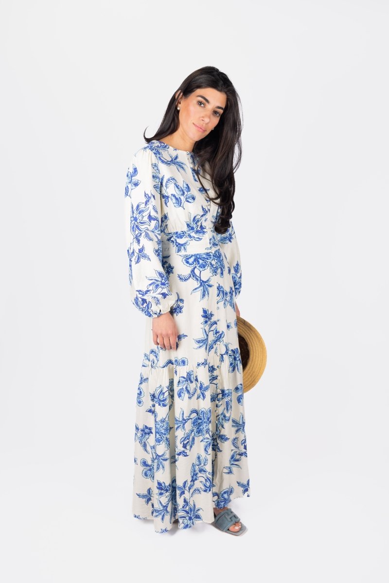 JOSEPHINE DRESS (WHITE/BLUE) - Dress - Yakira Bella