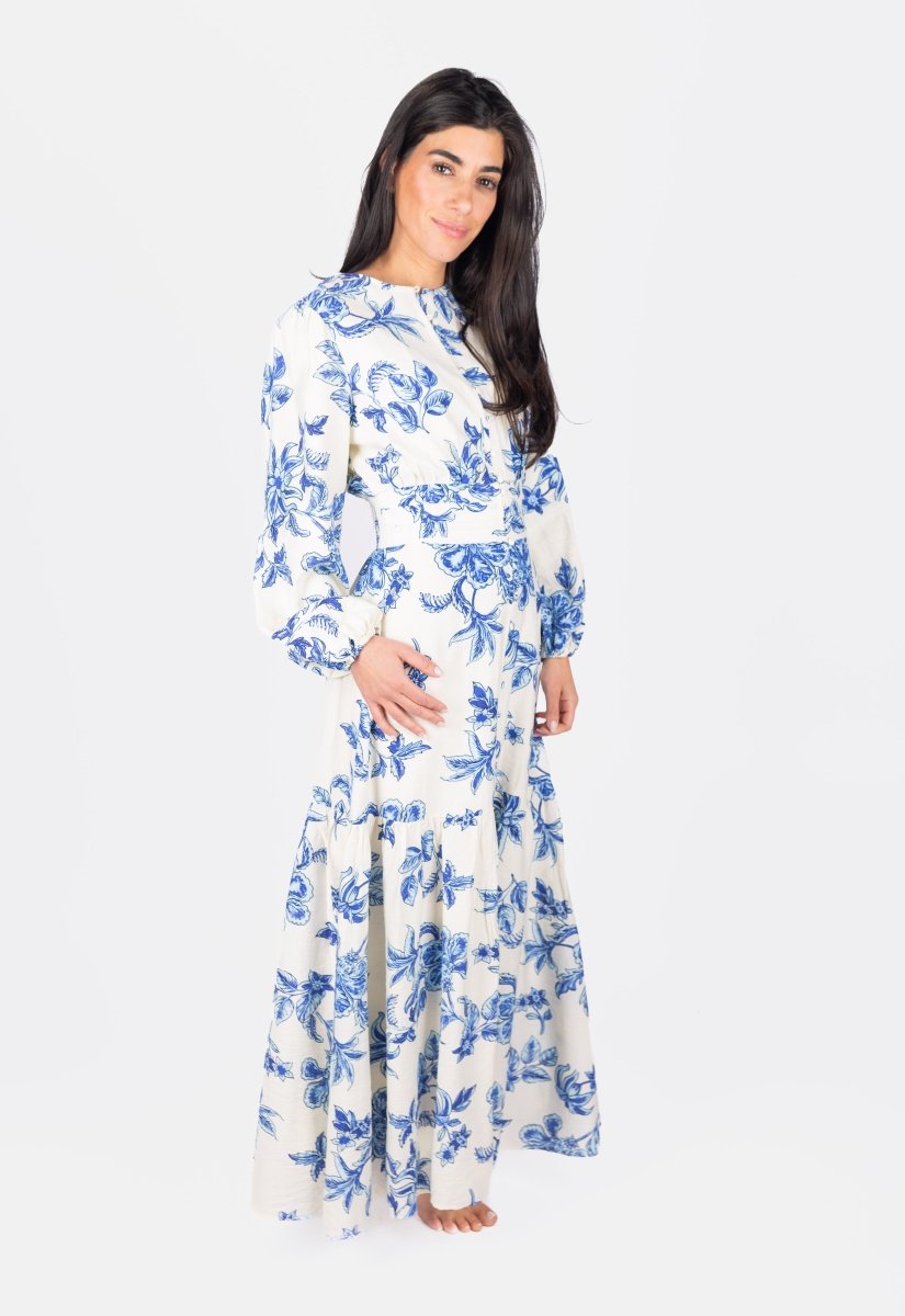 JOSEPHINE DRESS (WHITE/BLUE) - Dress - Yakira Bella