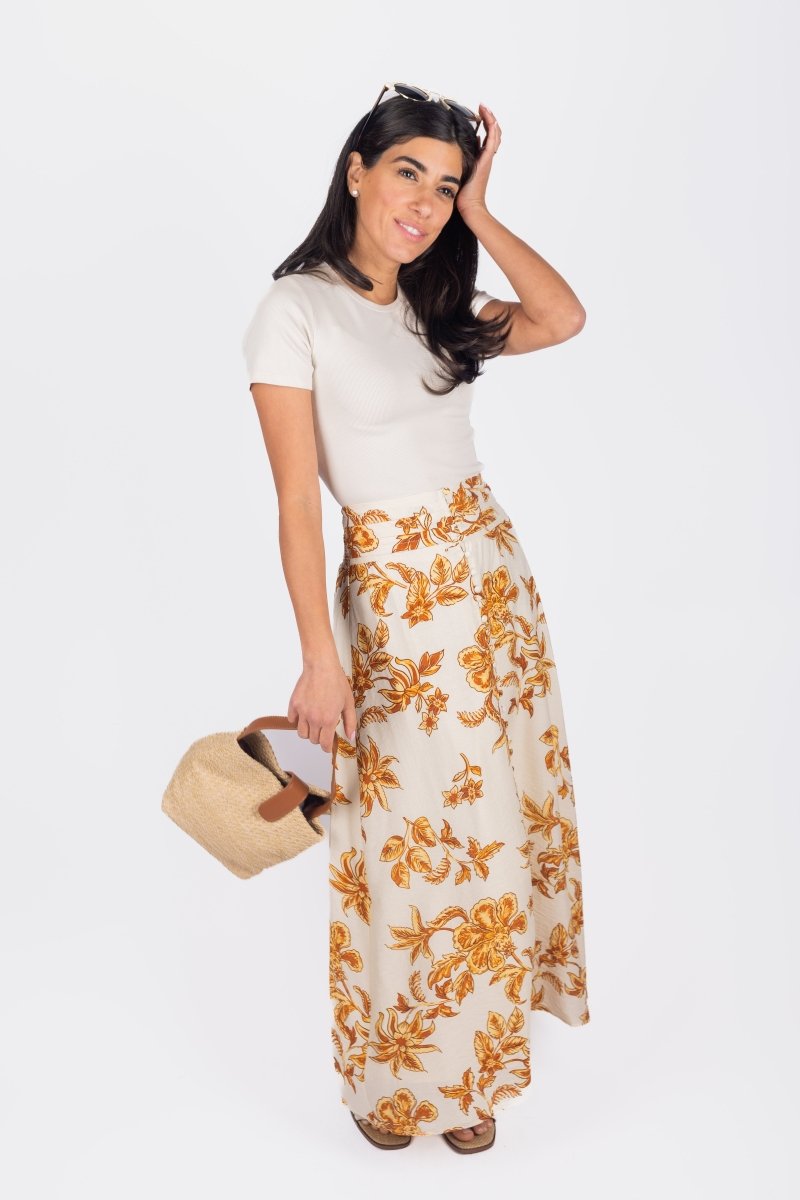 JOSEPHINE SKIRT (OFF WHITE/BROWN) - Skirt - Yakira Bella