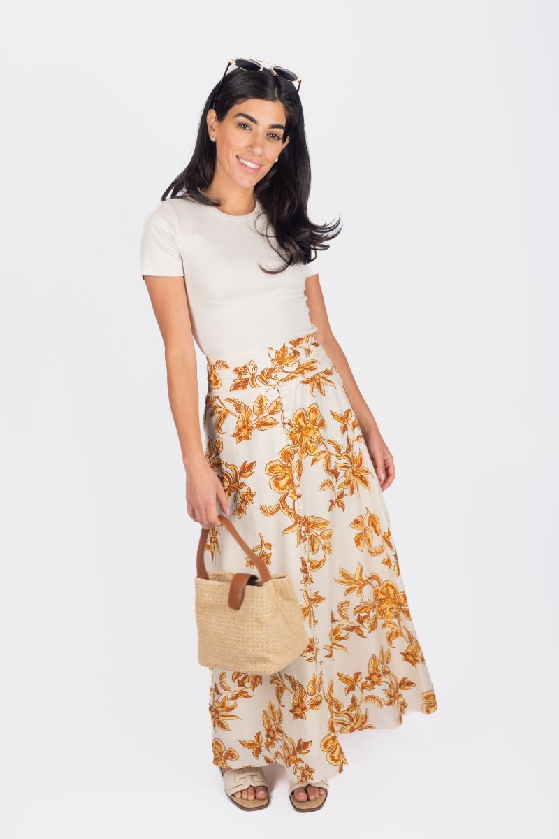 JOSEPHINE SKIRT (OFF WHITE/BROWN) - Skirt - Yakira Bella