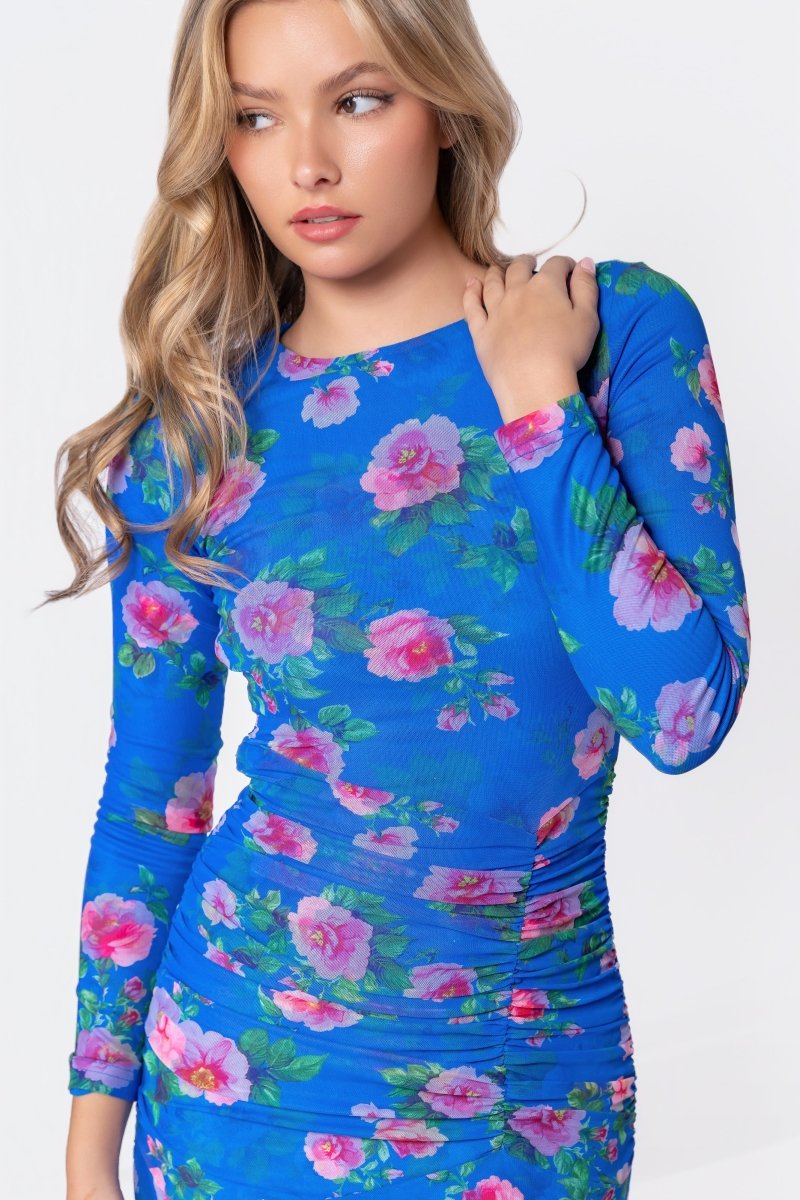 pink and blue long sleeve dress Womens Pink And Blue Dress Long Sleeve Knee Length