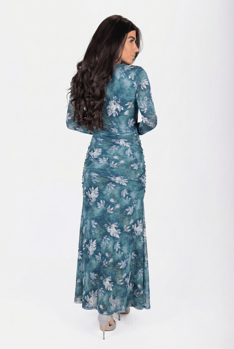 Juliana Dress (Teal Flower) - Dress - Yakira Bella