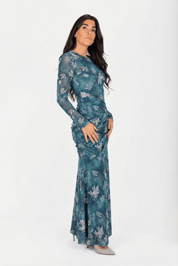 Juliana Dress (Teal Flower) - Dress - Yakira Bella