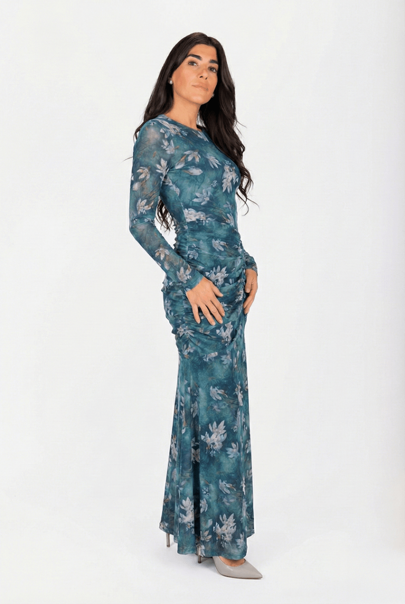Juliana Dress (Teal Flower) - Dress - Yakira Bella