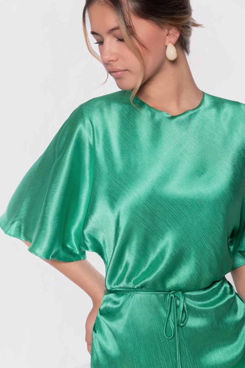 Juniper Dress (Green Solid) L Juniper Dress (Green Solid) L