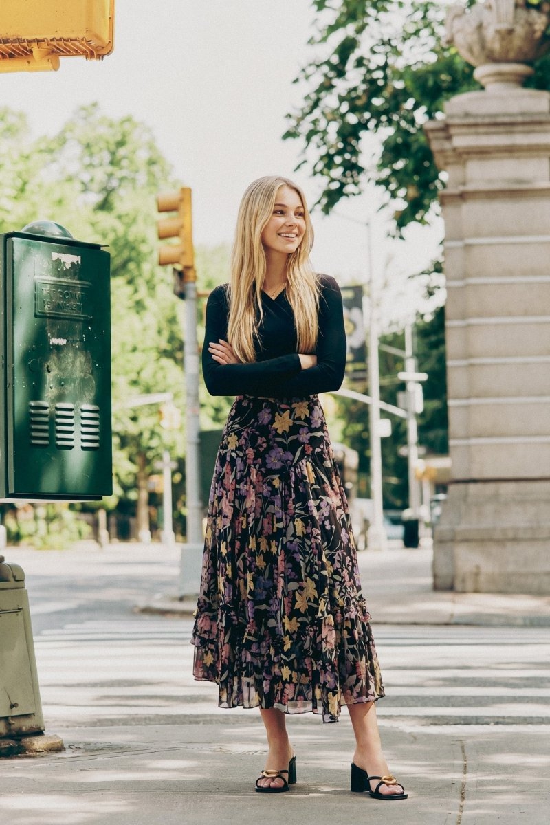 Kalina Skirt (Black Pattern) - Skirt - Yakira Bella