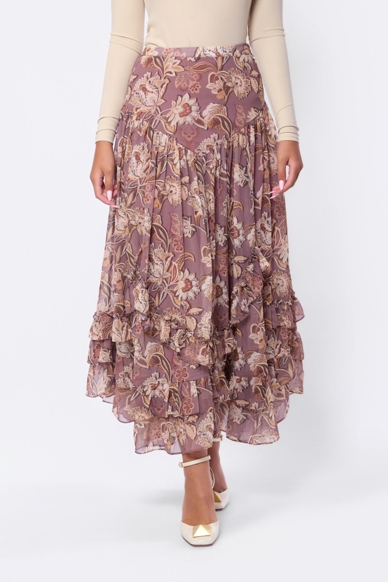 Kalina Skirt (Brown Pattern) - Skirt - Yakira Bella