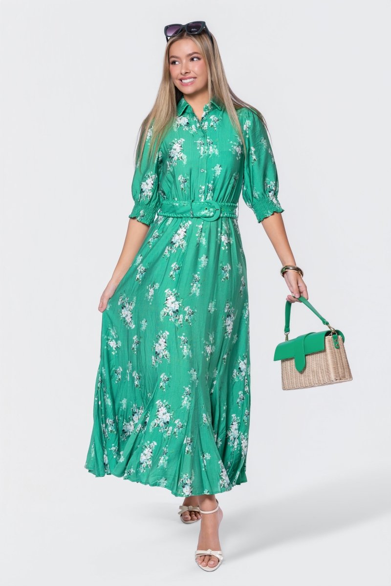 Karen Dress (Green Pattern) - Dress - Yakira Bella