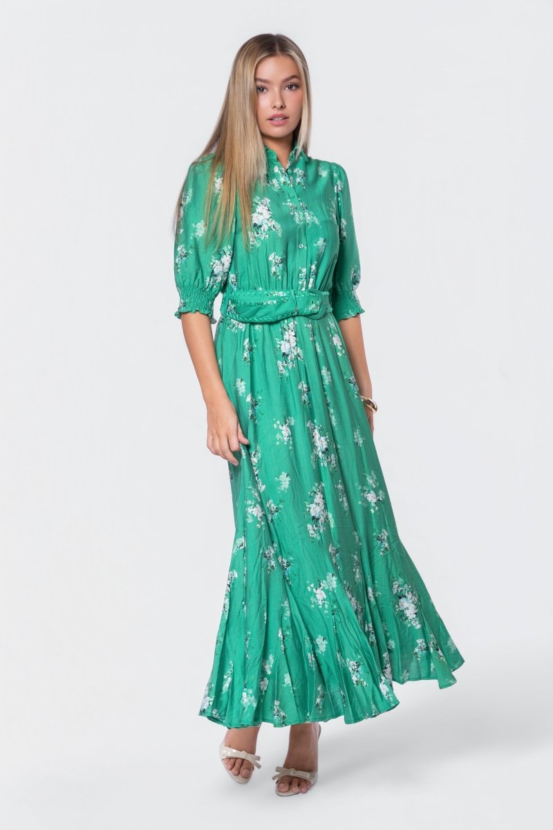 Karen Dress (Green Pattern) - Dress - Yakira Bella