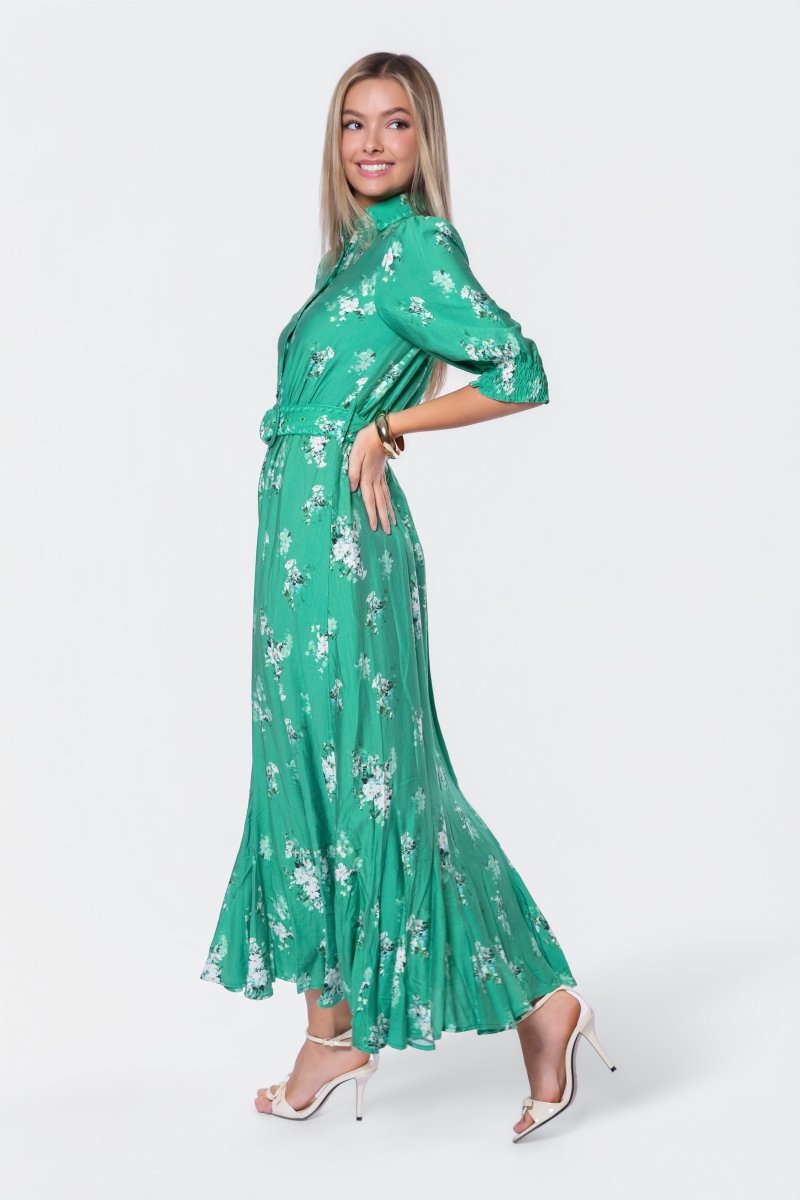Karen Dress (Green Pattern) - Dress - Yakira Bella