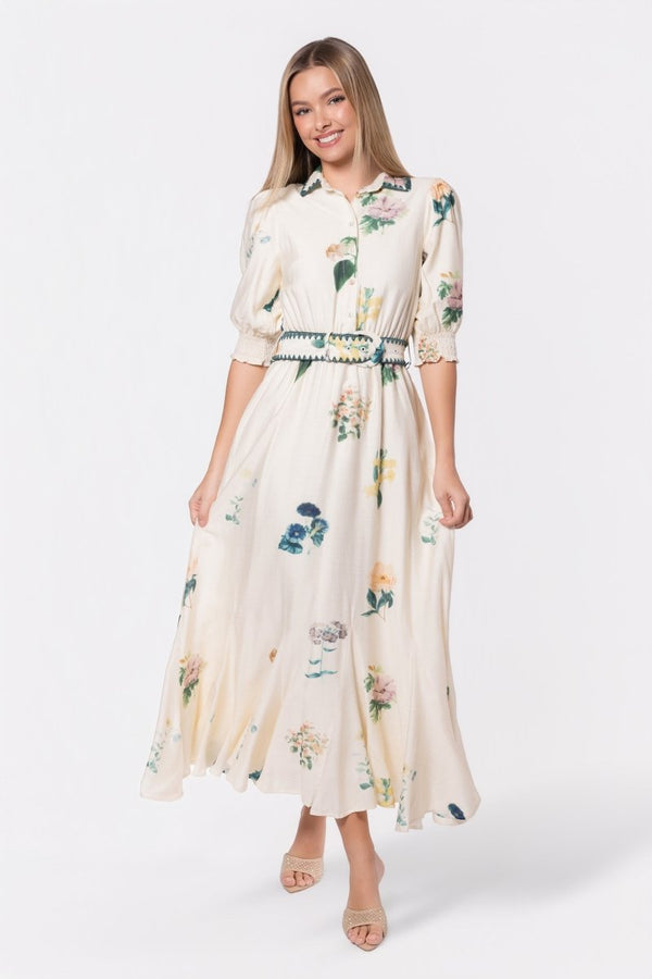 Karen Dress (White Flower) - Dress - Yakira Bella
