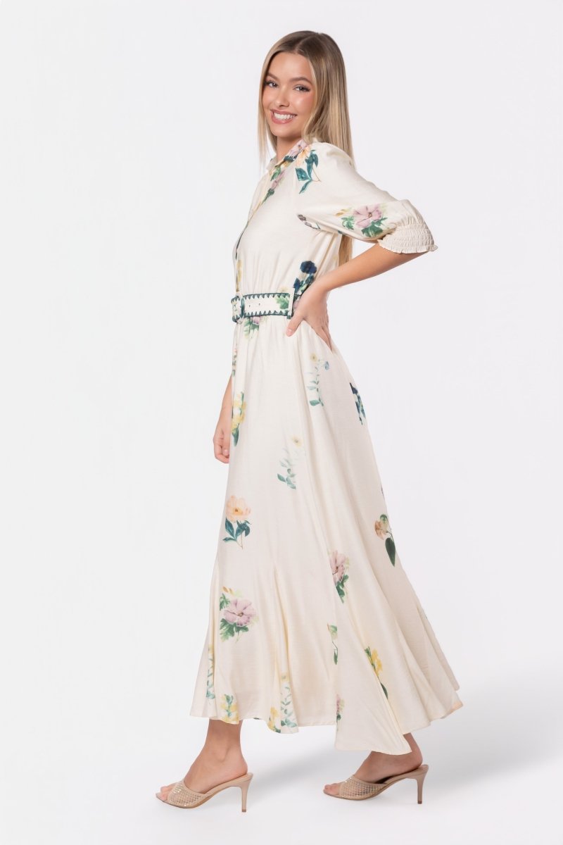 Karen Dress (White Flower) - Dress - Yakira Bella