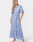 Karen Dress (White/Blue) - Dress - Yakira Bella