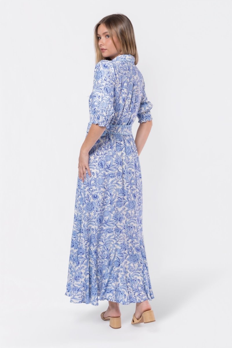 Karen Dress (White/Blue) - Dress - Yakira Bella