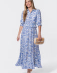 Karen Dress (White/Blue) - Dress - Yakira Bella