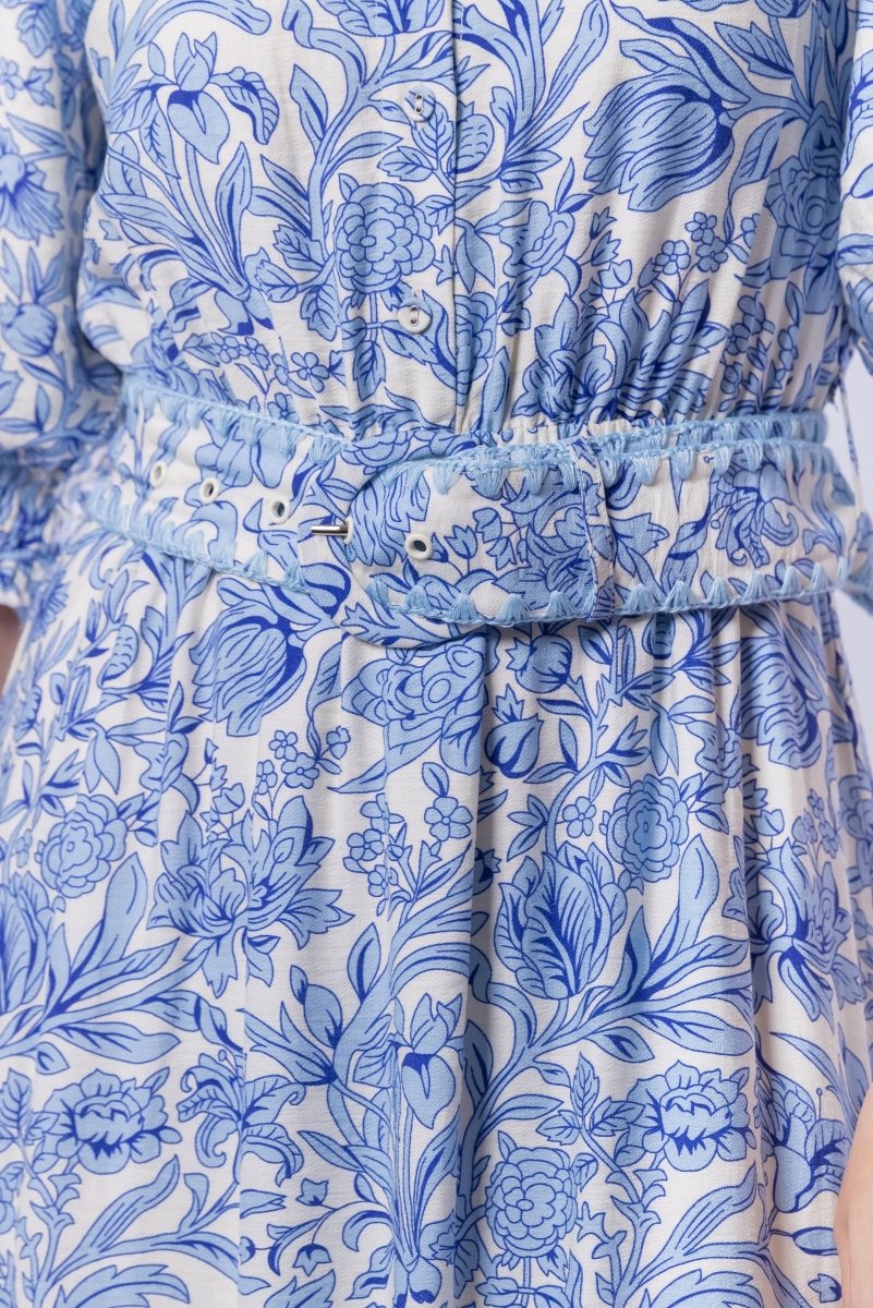Karen Dress (White/Blue) - Dress - Yakira Bella