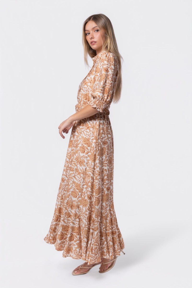 Karen Dress (White/Khaki) - Dress - Yakira Bella