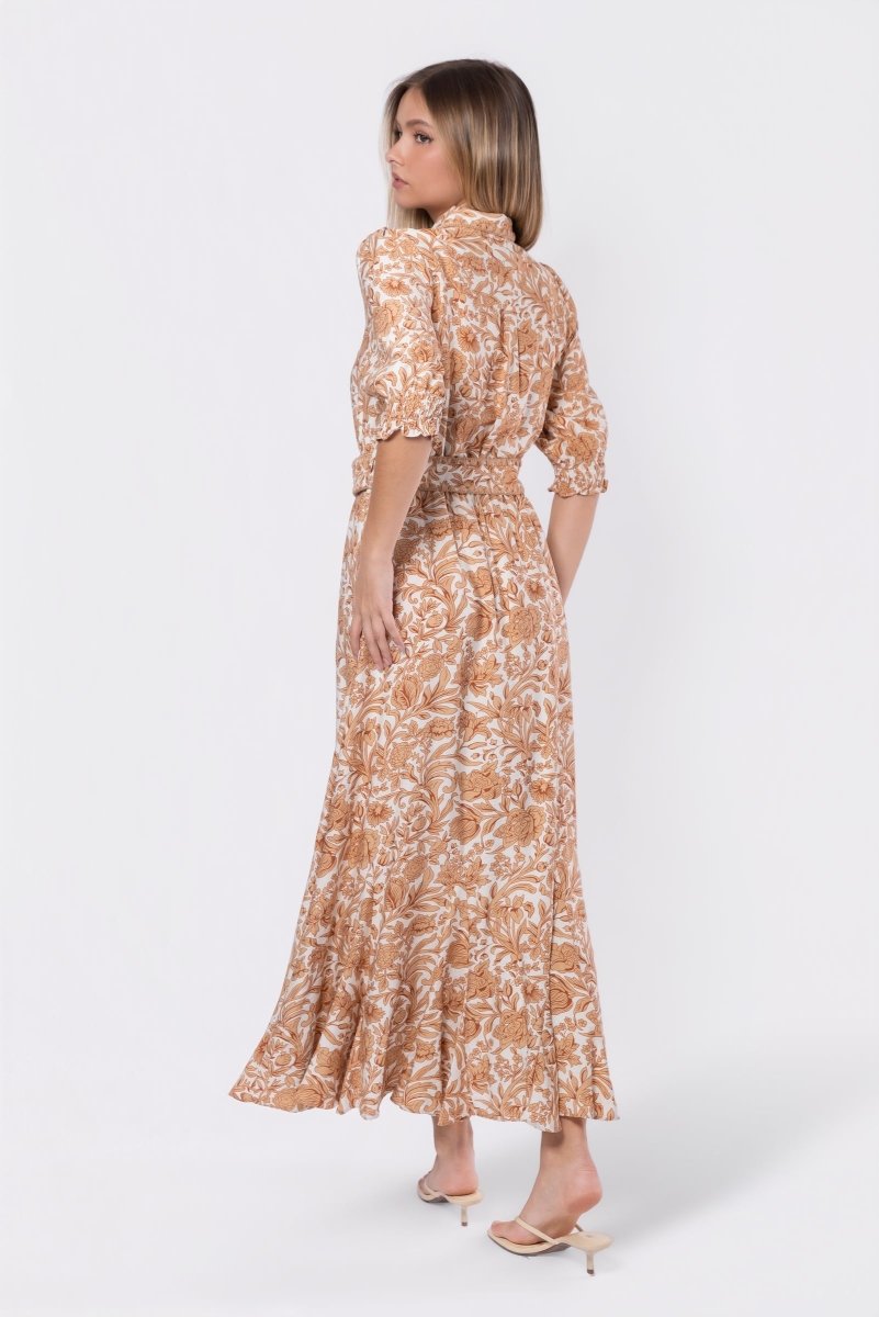 Karen Dress (White/Khaki) - Dress - Yakira Bella